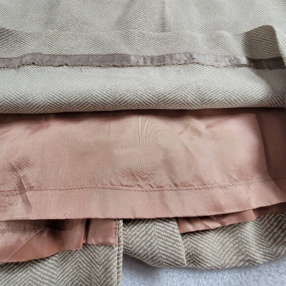 Emanuel Ungaro Beige Herringbone Wool Blend Pencil Skirt Size 12/46 Korea Made - Picture 6 of 9